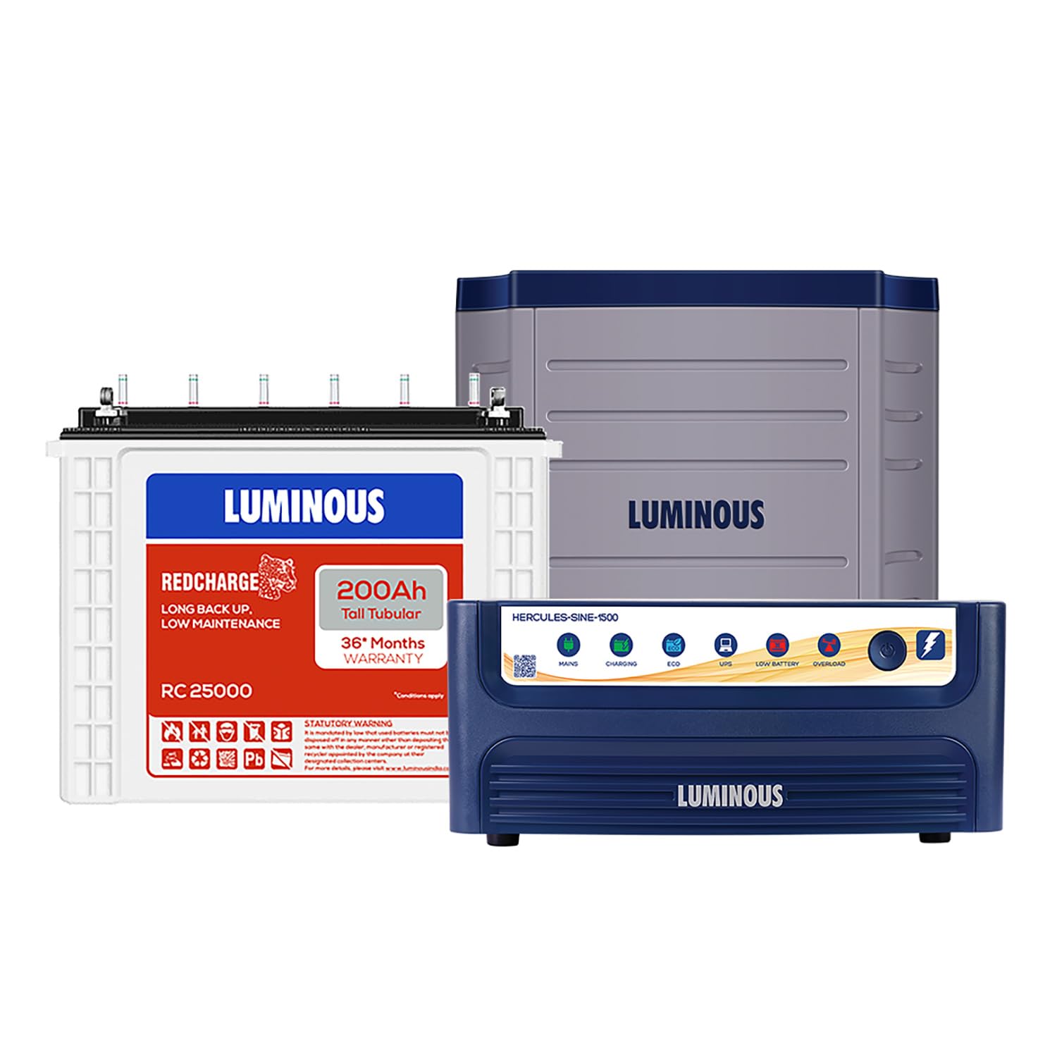 Luminous Inverter with Battery Combo, Hercules 1500 Sine Wave 1400VA 12 Volt Inverter with Red Charge RC 25000 Tall Tubular 200 Ah Battery & Trolley Combo for Home, Office & Shop-image-20