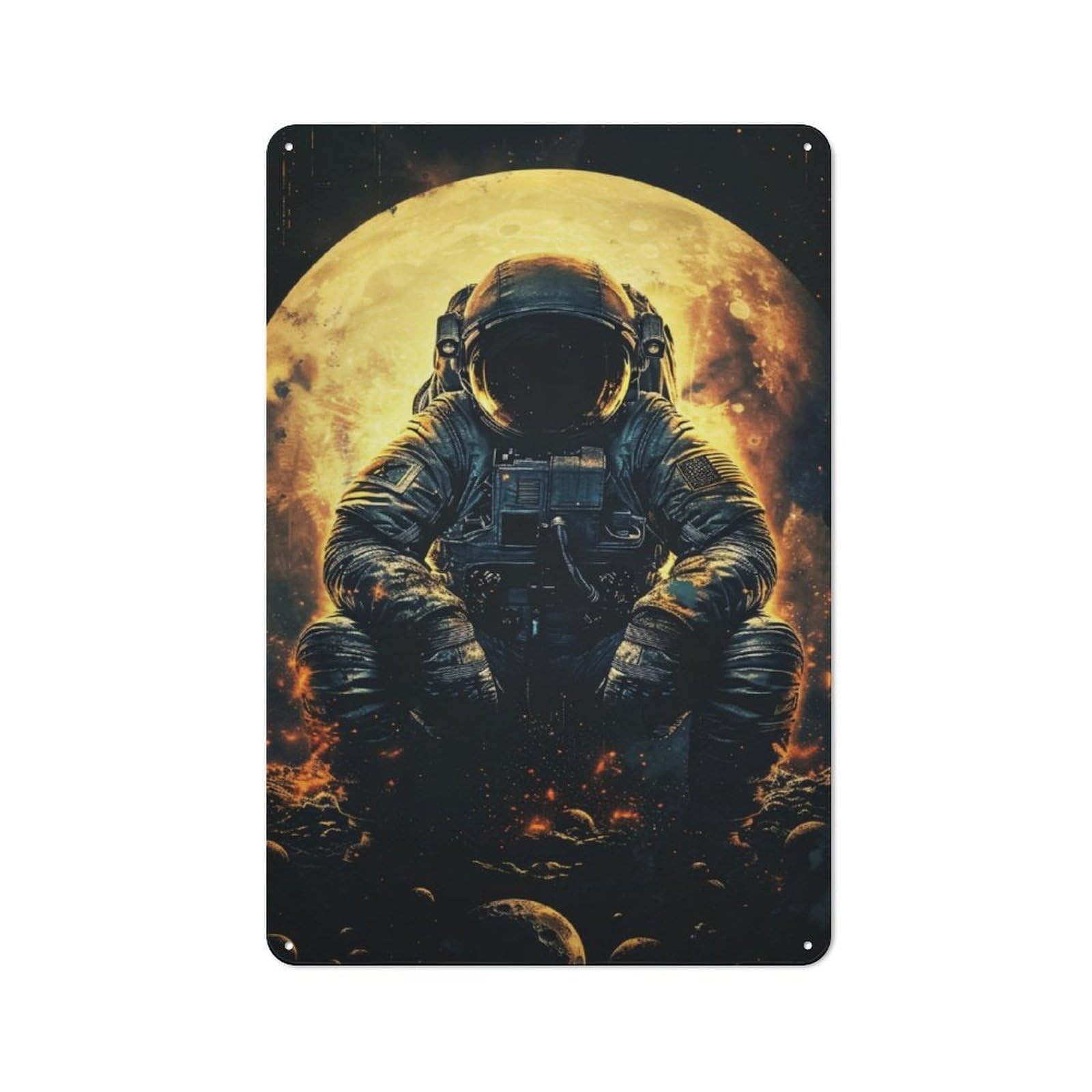Junmoney Spaceman Tin Wall Plaque 30X20cm With For Guest Room Or Hallway, For Hallway Wall Decor Fans