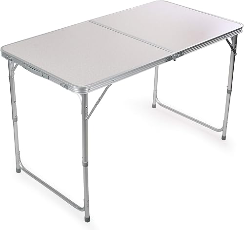 H&B Luxuries Mesa de camping plegable de aluminio ajustable de altura portátil con asa de transporte FT-ACFT1