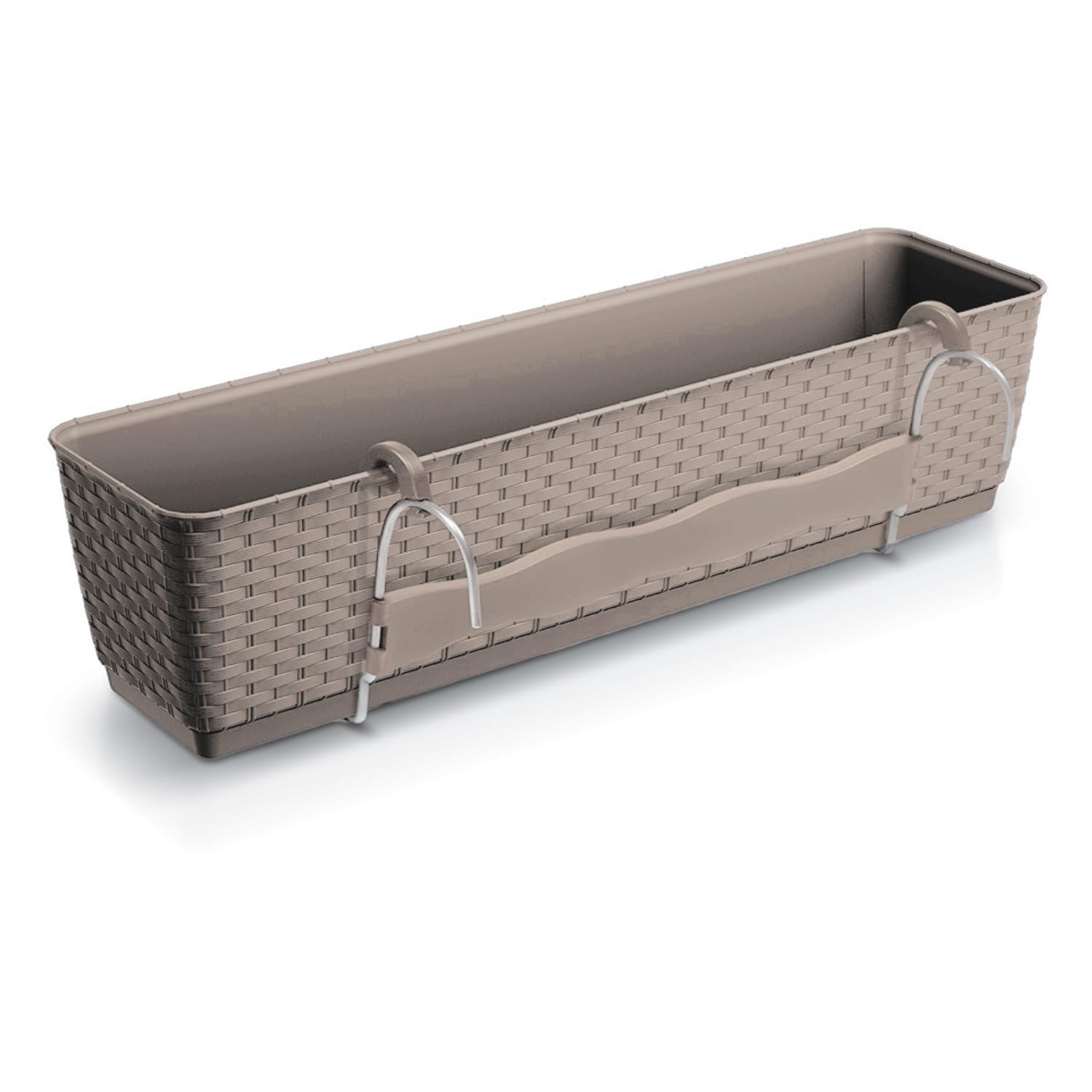 Prosperplast (Mocca, L59cm X W15.4cm X H14.2cm) Hanging Flower Box Planter Basket Self Watering Rattan Look Plastic Rectangle