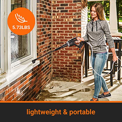 TACKLIFE Cordless Pressure Washer, 20V 2.0AH, 6-in-1 Adjustable Nozzle, 319 Max PSI Portable Power Cleaner, Suitable for Washing Cars, Cleaning floors and Watering Flowers-KDPW20A