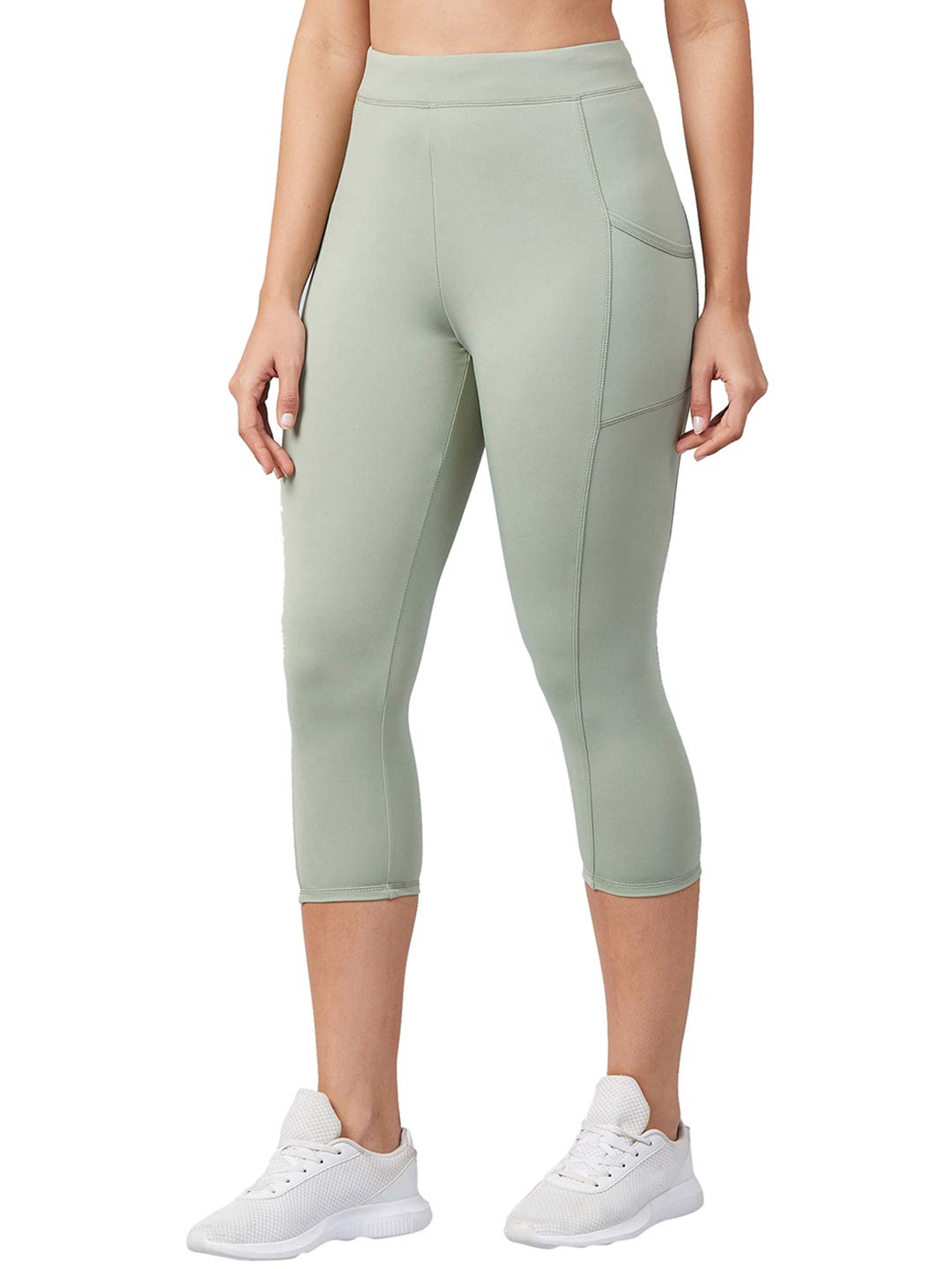 BLINKINWomen's Skinny Fit Mid Rise 3/4Th Gym Pants Workout, Capri With Side Pockets - Ultimate Active Wear Capris Tights Workout|Yoga Pants (015)