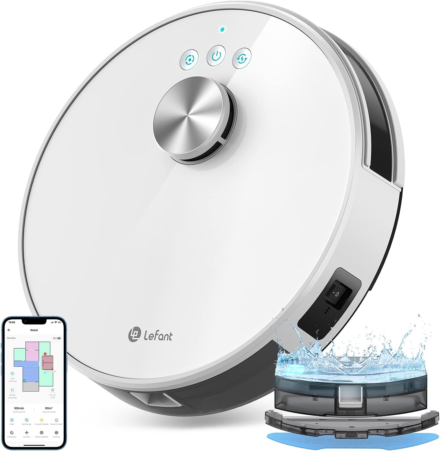 M1 Robot Vacuum Cleaner with Mop, 4000Pa Strong Suction, Multi Floor Mapping, dToF Laser Navigation, 150 Minutes, No-Go Zones, 2.4G Wi-Fi, App/Alexa Control, Ideal for Pet Hair and Hard Floors