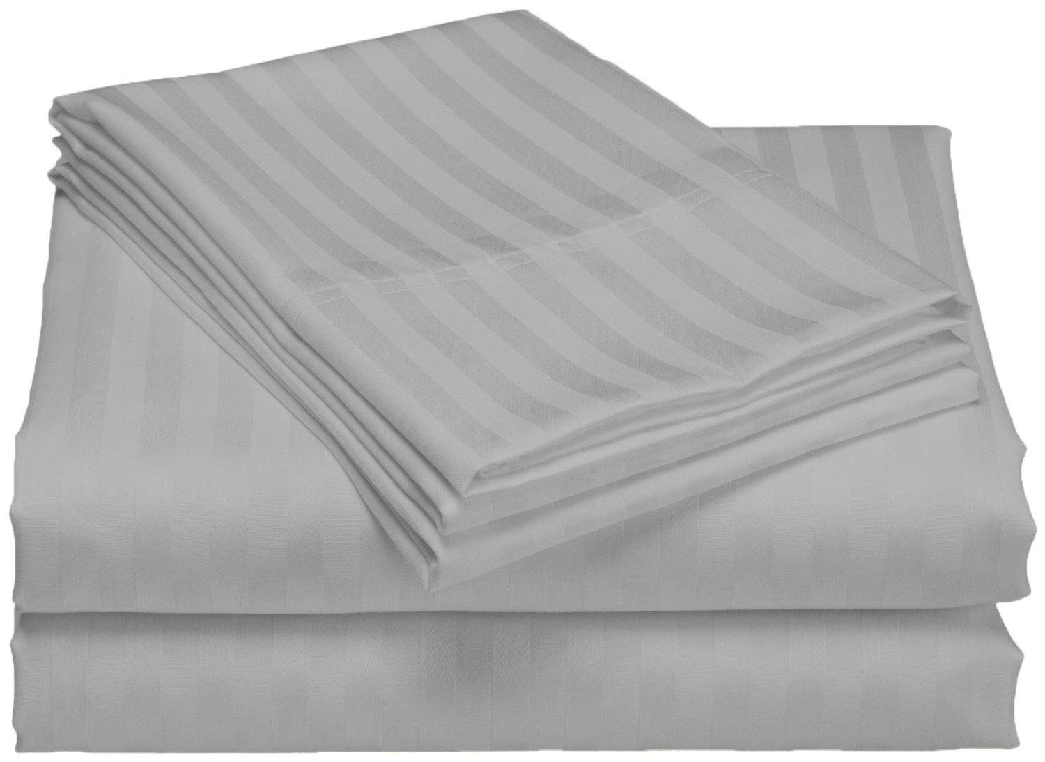 Parure de lit drap-housse drap du dessus taies coton égyptien argent 600 fils