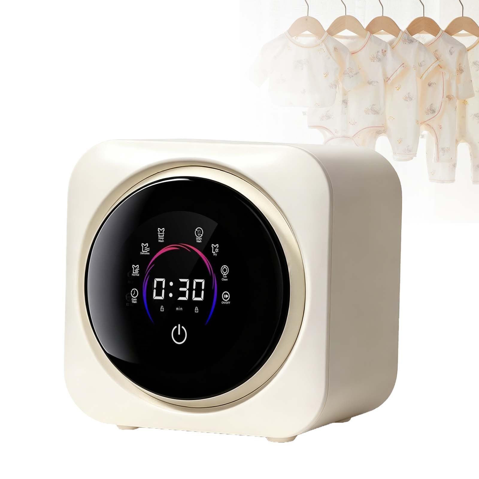 Lavatrice Portatile per Biancheria Intima, Piccola Lavatrice-Asciugatrice Domestica, Asciugatura Ad Aria Calda a 65℃, 7 Programmi Di Lavaggio, Bassa Rumorosità, Vestiti per Neonati(Desktop)