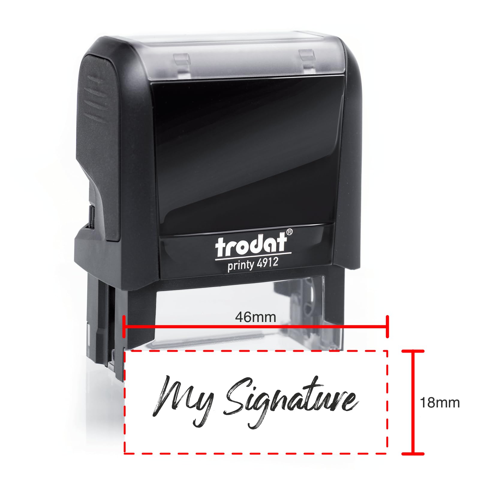 Premium Printy 4912 46 x 18mm Premium Personalised Self-Inking Signature Rubber Ink Stamp with Black/Coloured Ink - Upload Your Signature