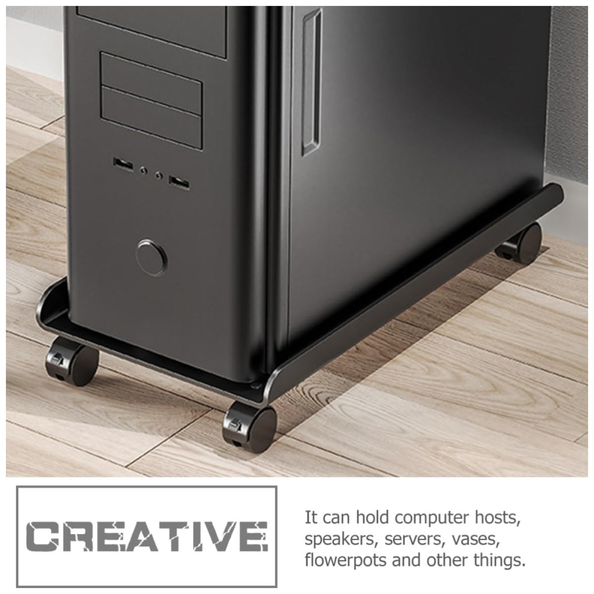 Soporte de Metal Torre Móvil para Negro de Ruedas CPU