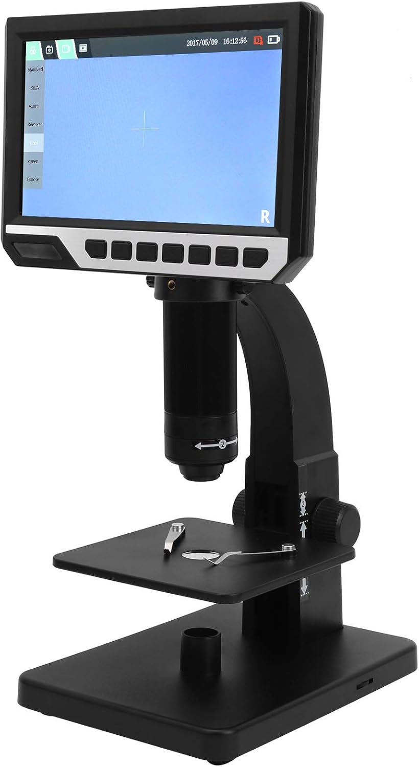 Microscopio 12MP 7 Pulgadas Pantalla de Alta Definición 2000X Microscopio Digital Industrial para Reparación de Placas de Circuito Inspección de Impresión Identificación de Piedras Preciosas