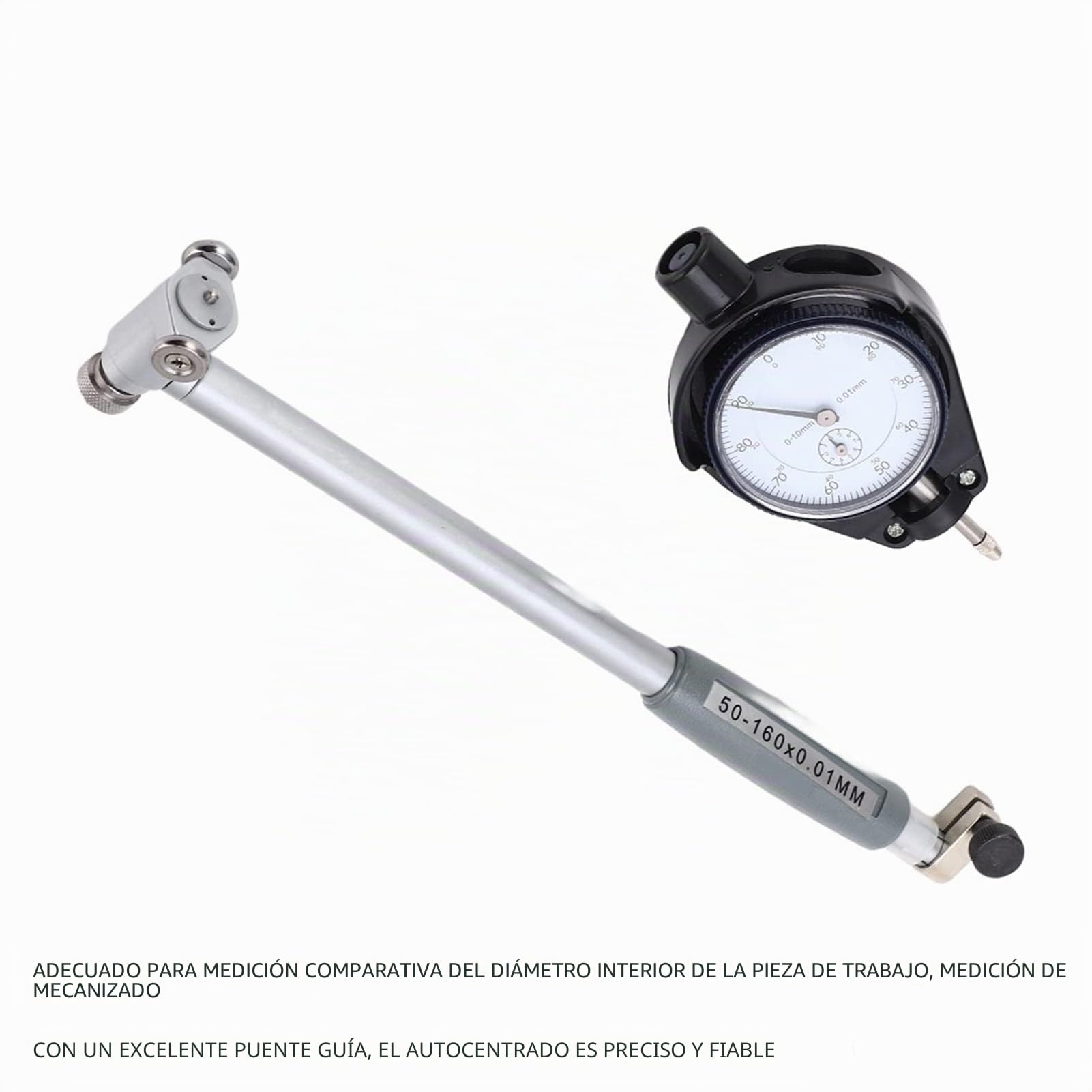 Medidor de Diámetro Interno, Indicador de Diámetro de Aleación de Aluminio Calibrador del Cilindro (50-160mm)