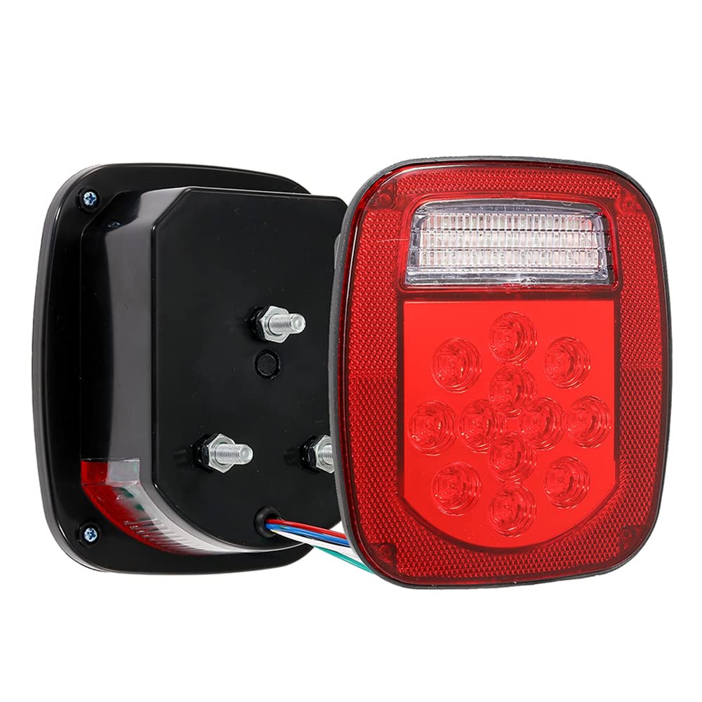 Trailer 39 Light Light Rosso/Bianco Dugliore Viedi Upail Up Lampaggio Stop Corso Segnale Luci Freno di Reverso Reglio per Trucamento Caperchio Caravane 2pc Coravan