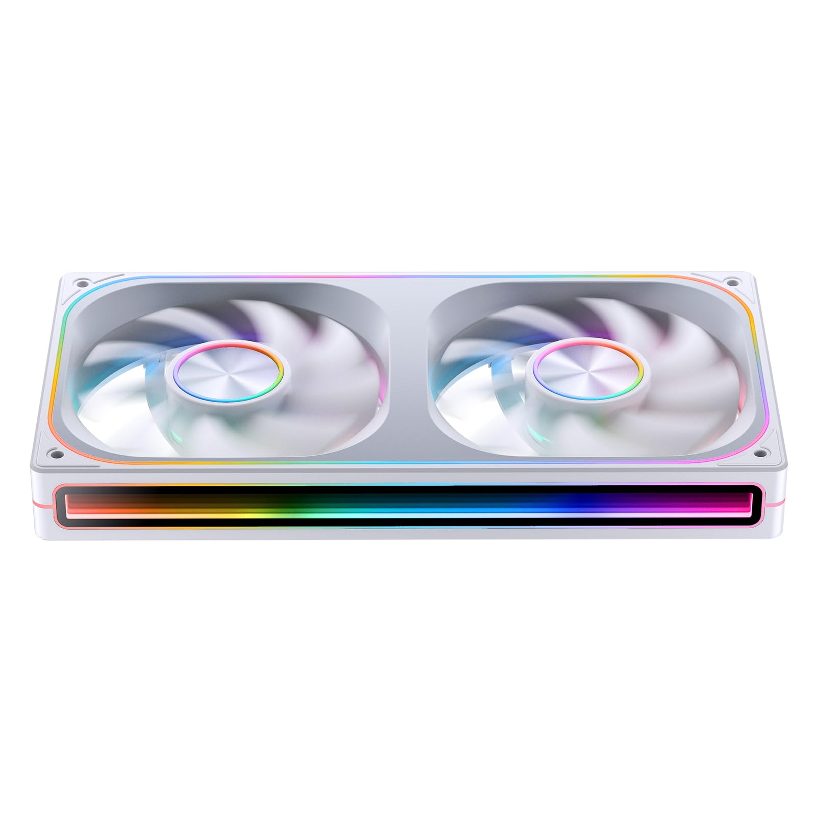 JONSBO ZA-240W Ventilador de carcasa de PC, todo (2) en uno, unidad de marco único con ventiladores ARGB de 2 x 120 mm, PWM, ARGB de 3 pines, computadora silenciosa con ventilador de espejo infinito
