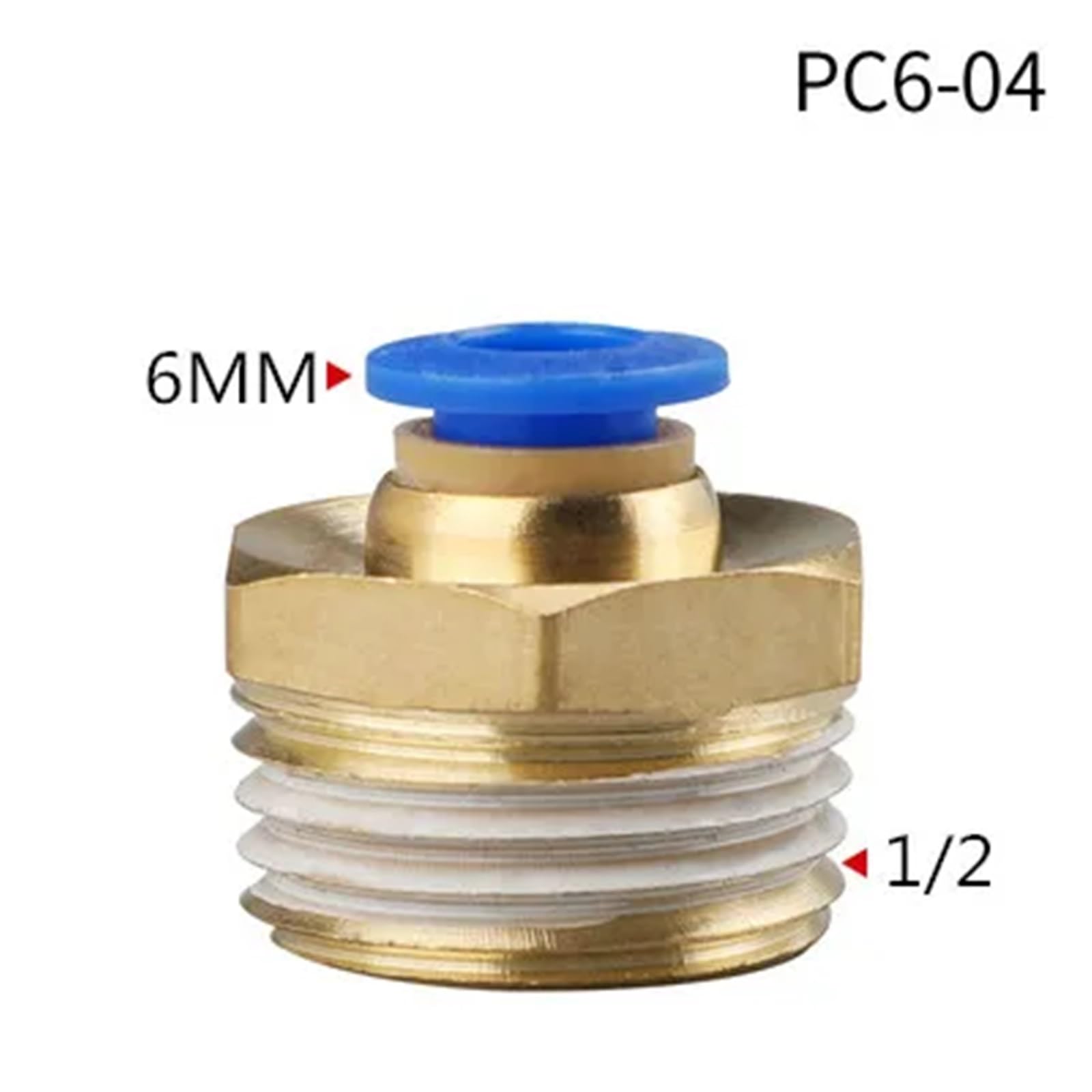 Connecteur de Tube Pneumatique PC Pièces de Compresseur D'Air Raccord Pneumatique Droit 1/2 Pouce 1/4 Pouce 3/8 Pouce 1/8 Pouce M5Male-4 6 8 10 12 (PC6-04)