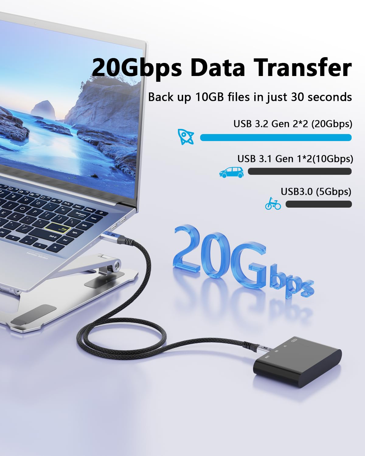 lang USB C Kabel 6M,[2 Stück 6m]USB-C auf USB-C 3.2 Gen2 Schnellladekabel,20 Gbps Datenübertragung, 100W 20V/5A Ladekabel USB C,8K@30Hz & 4K@120Hz Video übertragung für Laptop, Mobiltelefon