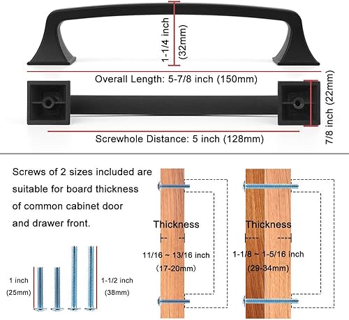 Miniatura 8 de Koofizo 1953 - Manija tirador de arco cuadrado para dormitorio, gabinete de baño, escritorio, cajón, cocina (paquete de 10 unidades)