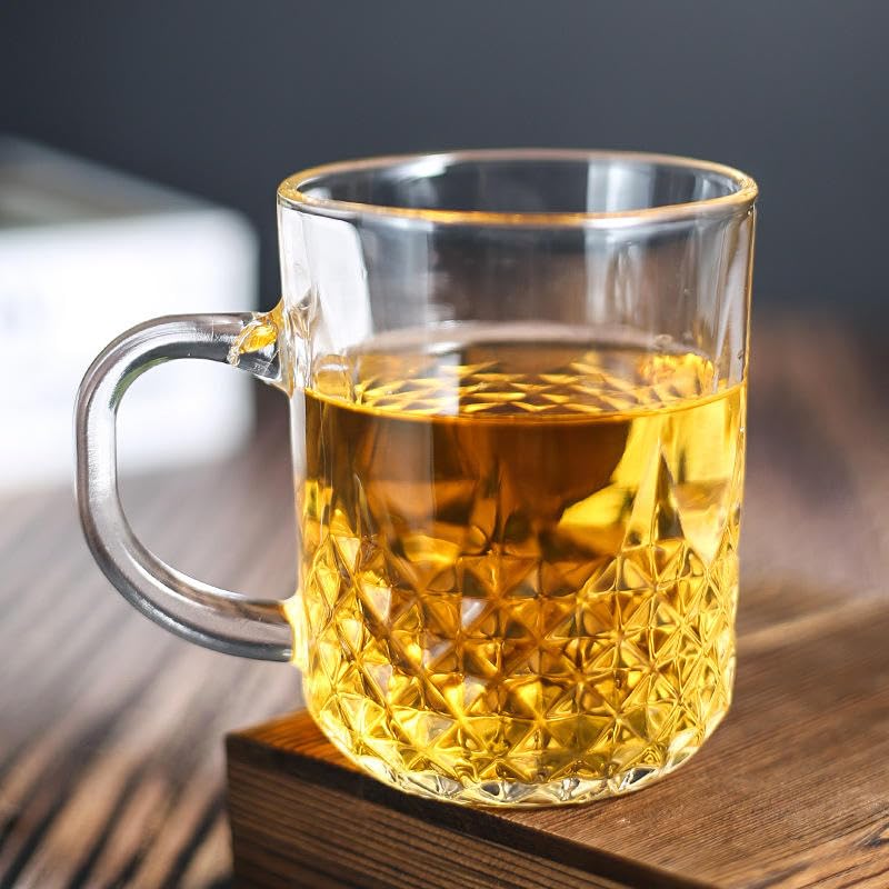Image of Glass Coffee Cups, Glass Tea Cups Set of 6, Transparent Glass Cups for Tea, Coffee - Hot & Cold Drinks Safe, Microwave /Freezer /Dishwasher Safe - 230ML