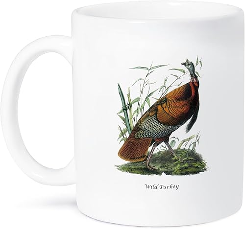 Miniatura 1 de 3dRose Wild Turkey by John James Audubon - Taza de cerámica, 11 onzas, color blanco