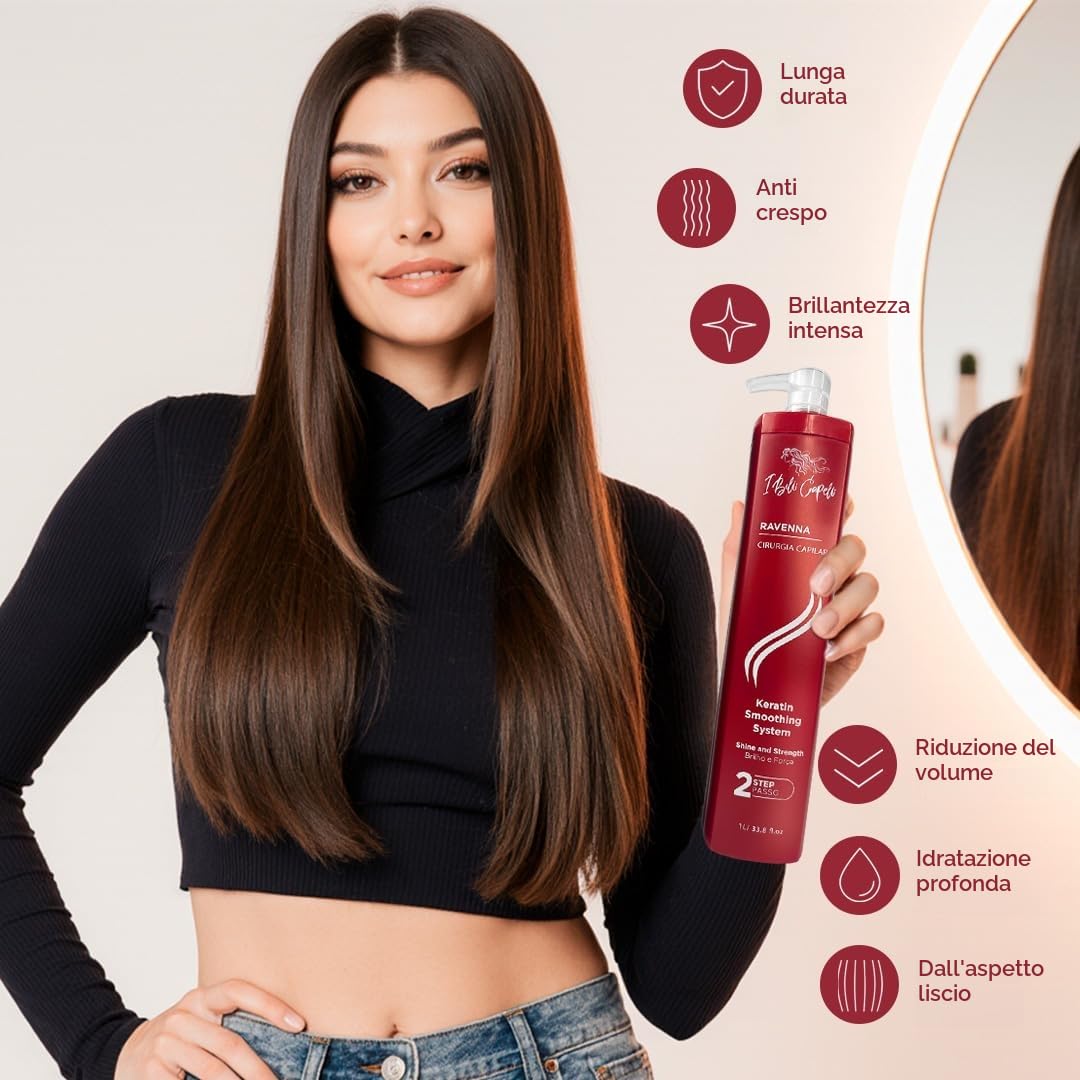 I Belli Capelli Cirugia Capilar, cheratina professionale, effetto lisciante a lunga durata, Cirugia Capilar, sistema raddrizzante Celulas Madres, 2 x 1 l/33,8