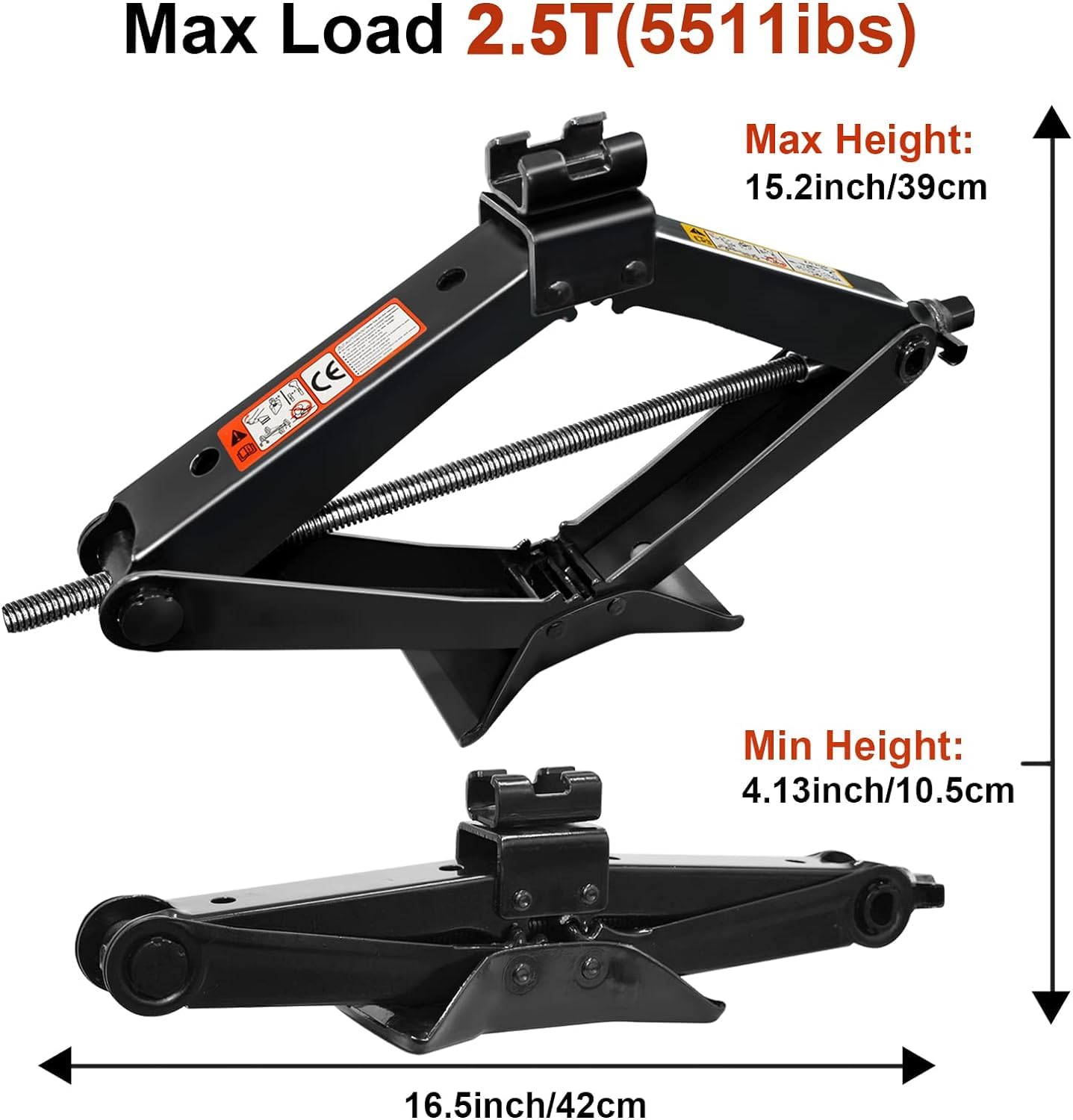 Max 2.5T Jack dell'automobile con il cambio a manovella Jack di forbice Jack dell'automobile per l'automobile/SUV/MPV max 2.5T