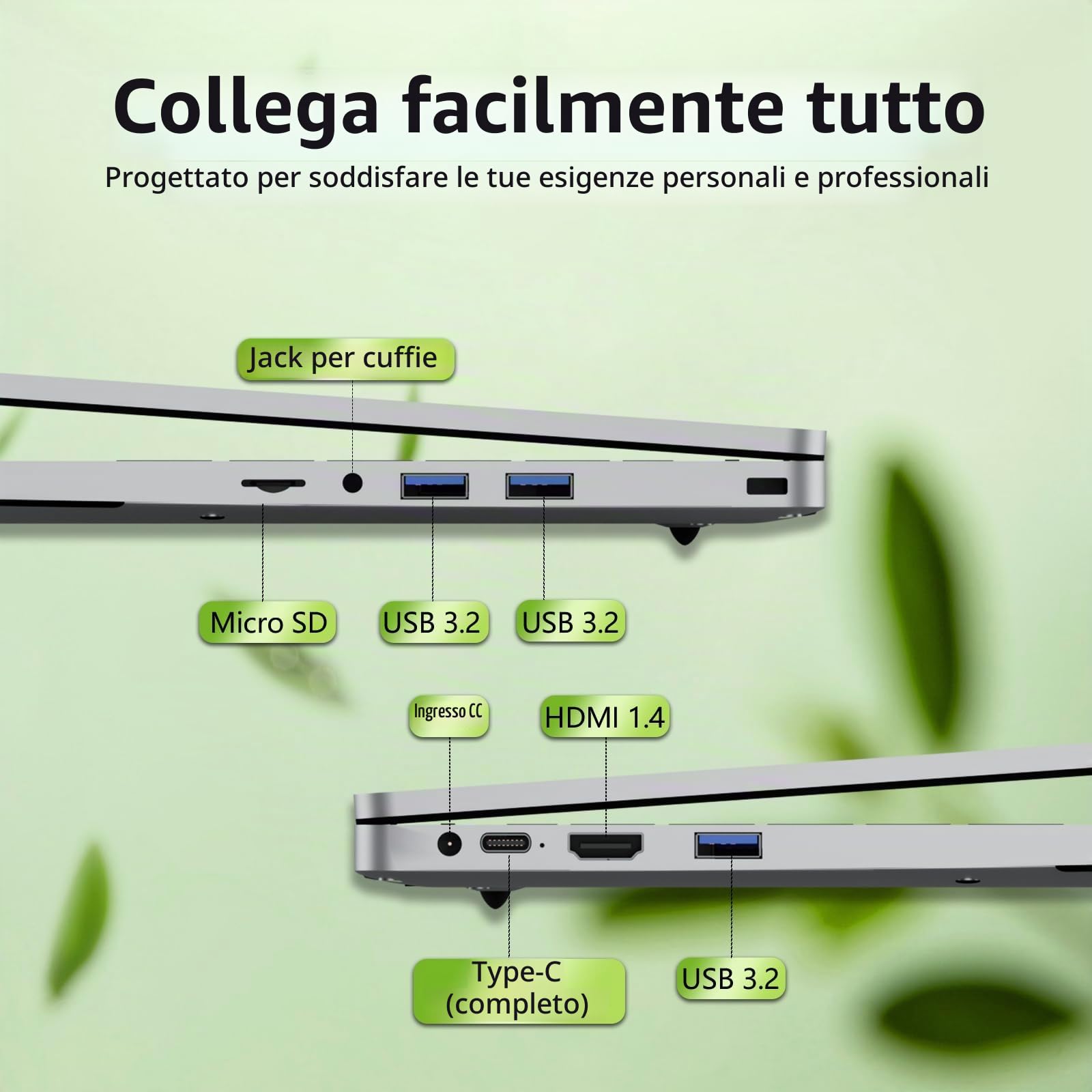 PC Portatile 15,6 Pollici con Ryzen 5 7430U, 32GB RAM 1TB SSD, Notebook Win 11 Schermo FHD 1920*1080, Laptop con Tastiera Retroilluminata con Tastierino Numerico, Computer Portatile Type-C HDMI USB3.0