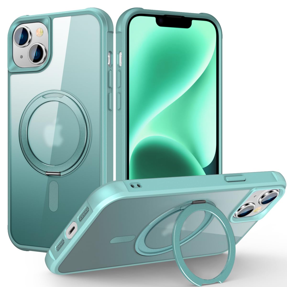 Compatible with iPhone 13/14 Case with Stand 6.1",Green
