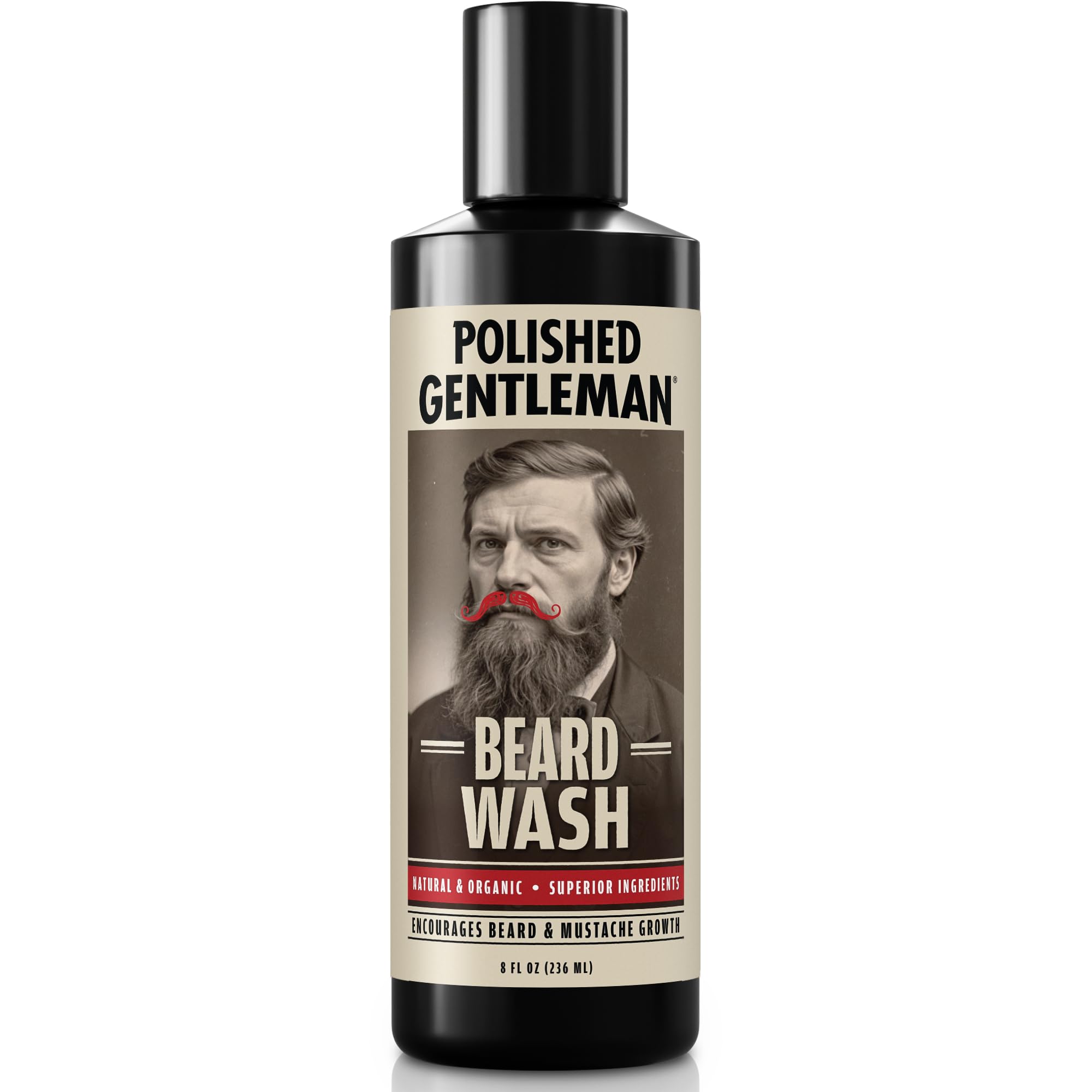 Polished Gentleman Beard Shampoo & Face Wash - 8oz, Refreshing with Peppermint, Tea Tree & Argan Oils for Thicker, Softer Beard