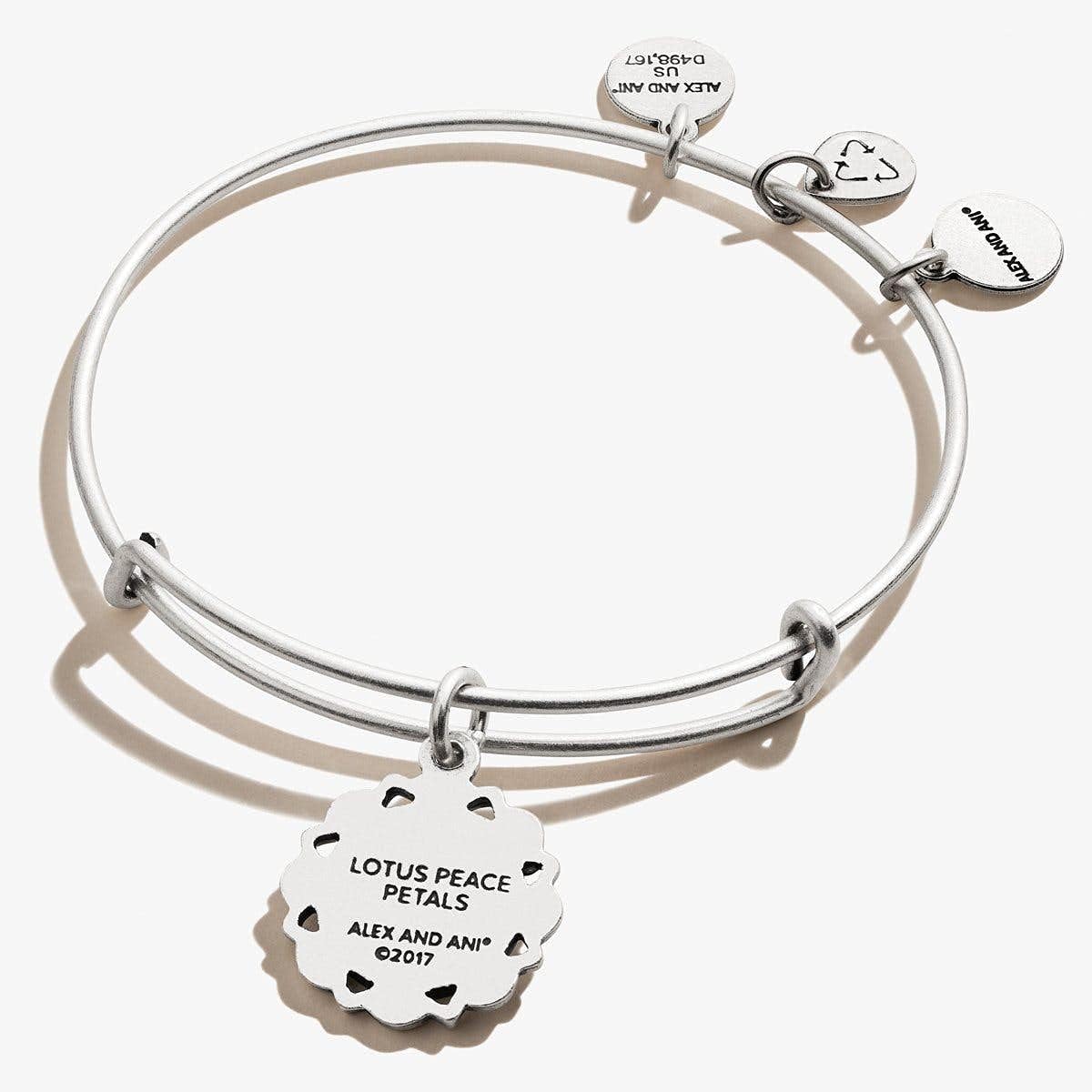 Alex and Ani Path of Symbols Expandable Bangle for Women, Lotus Peace Petals Charm, Rafaelian Silver Finish, 2 to 3.5 in: Clothing, Shoes & Jewelry