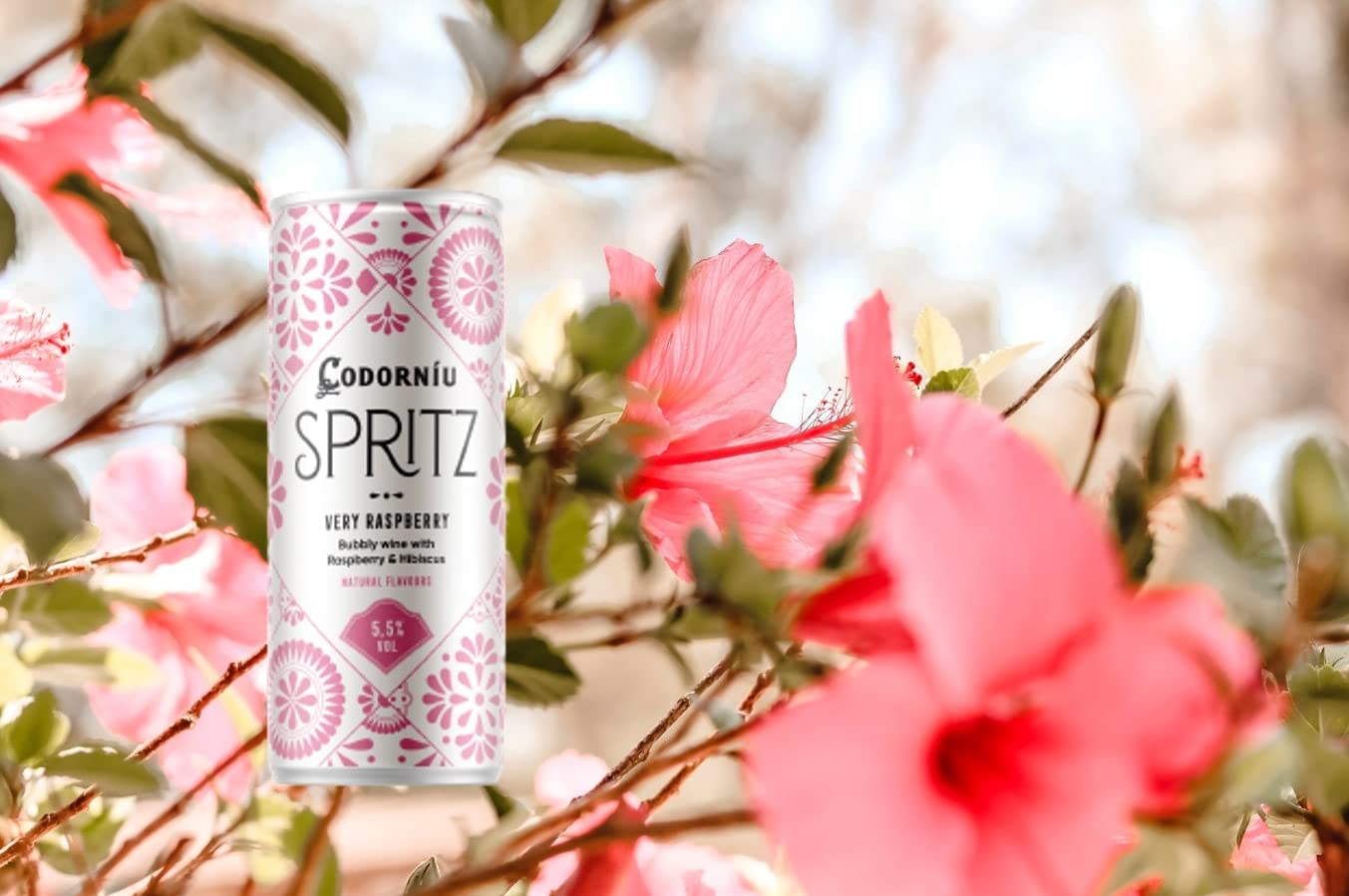 Codorníu Spritz Very Raspberry, Vino Espumoso con Sabor a Frutos Rojos e Hibisco, Caja 12 Latas de 25Cl