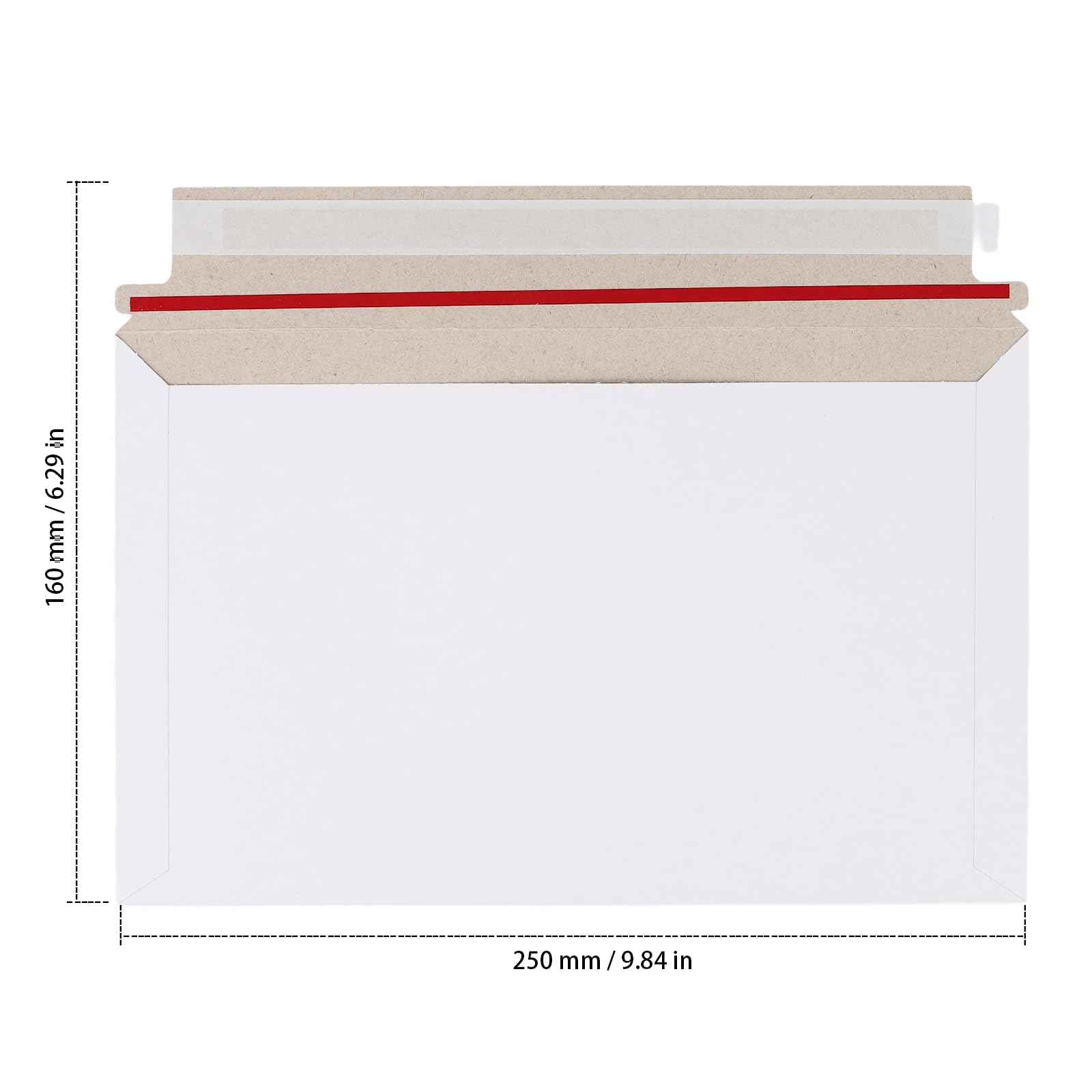 100 Stück Versandtaschen A5, 25 x 16cm Weiß Briefumschläge aus Pappkarton, A5 Versandtaschen Selbstklebend für Büro, Geschäft