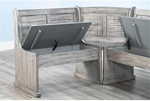 Miniatura 4 de Pemberly Row Juego de comedor de 4 piezas de madera, rectangular en gris alpino (36 pulgadas de alto x 75 pulgadas de ancho x 56 pulgadas de