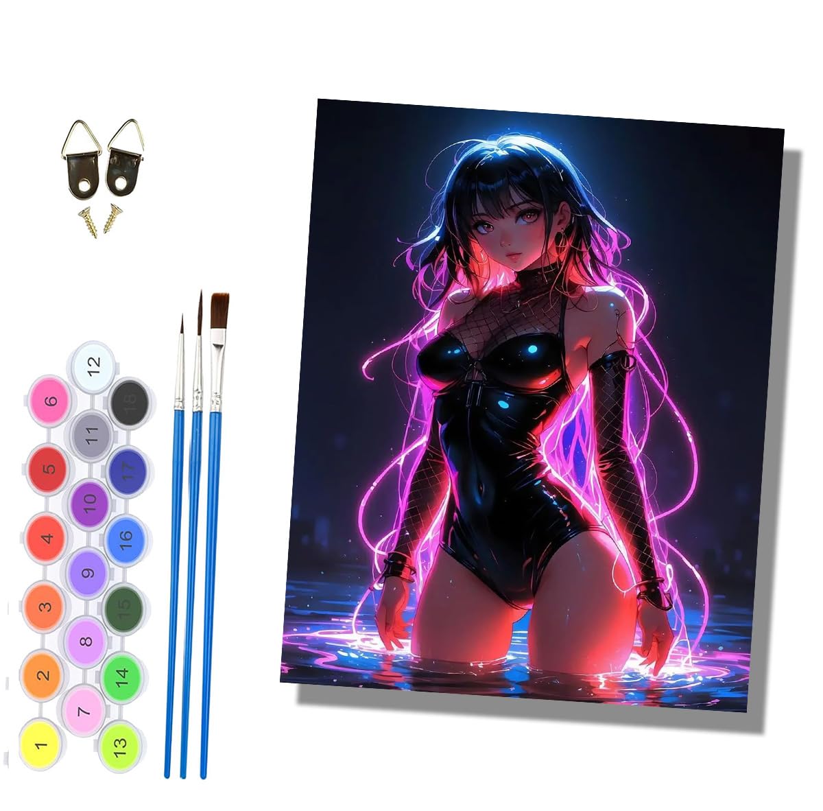 HONGPZH Paint by Numbers for Adults Painting by Numbers for Adults Canvas Kits Paint by Number Crafts Kits for Gift Home Decoration 16x20 inch Fantasy Girl