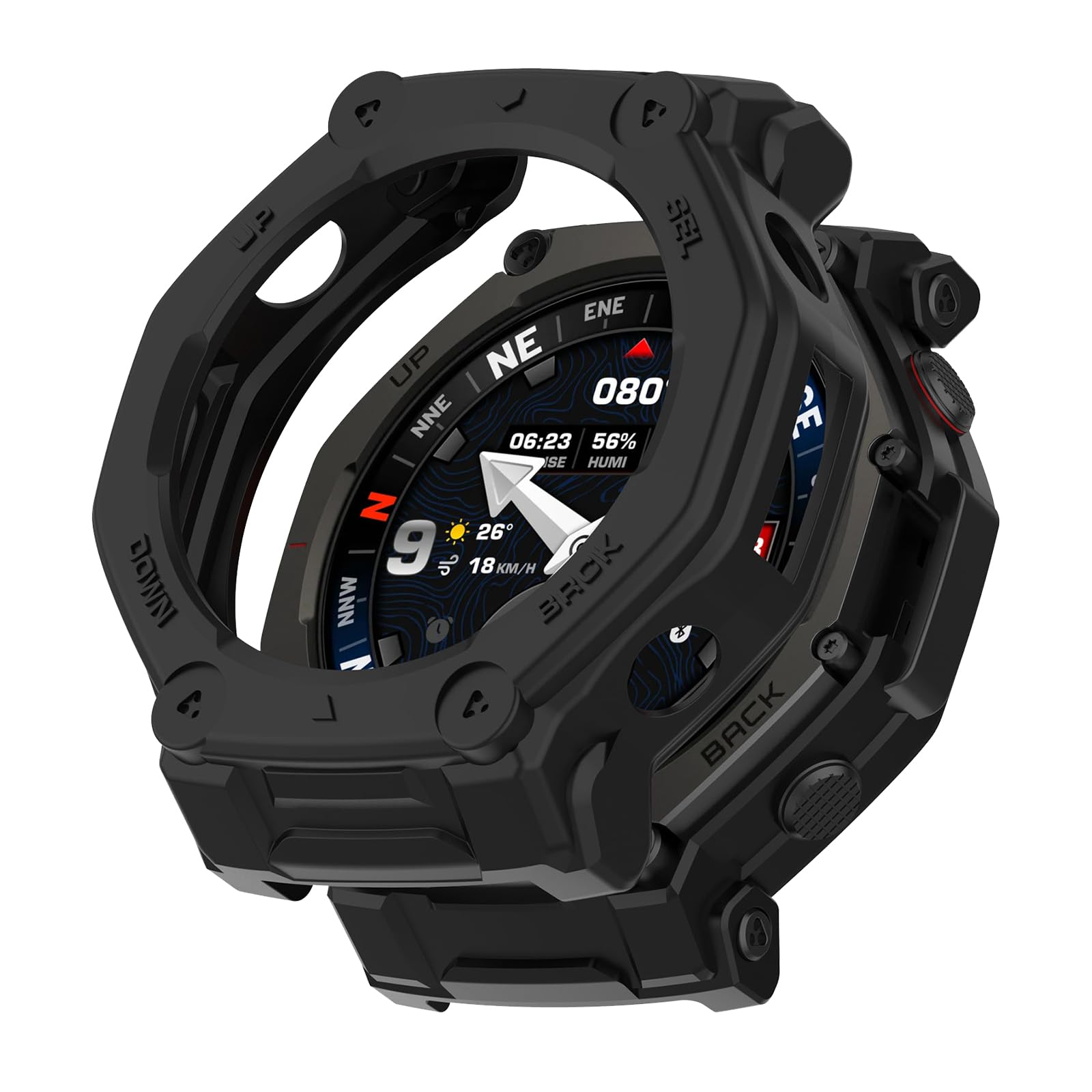 ZoRoll Etui ochronne z tworzywa TPU do Amazfit T-Rex 3 Pro 48 mm, odporne na upadki, miękkie silikonowe etui ochronne, kompatybilne z Amazfit T-Rex 3 Pro 48 mm, czarne