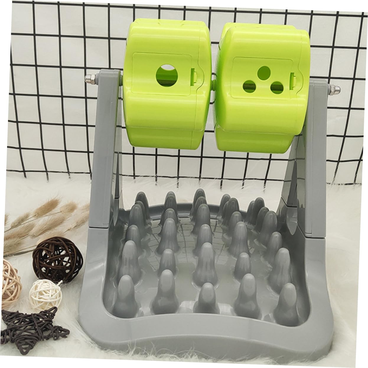 Happyyami Juguete con Fugas De Rodillos Comederos para Perros Comida De Gato Juguete Alimentador Lento para Gatos Alimentador Automático De Comida para Perros Alimento Abs El