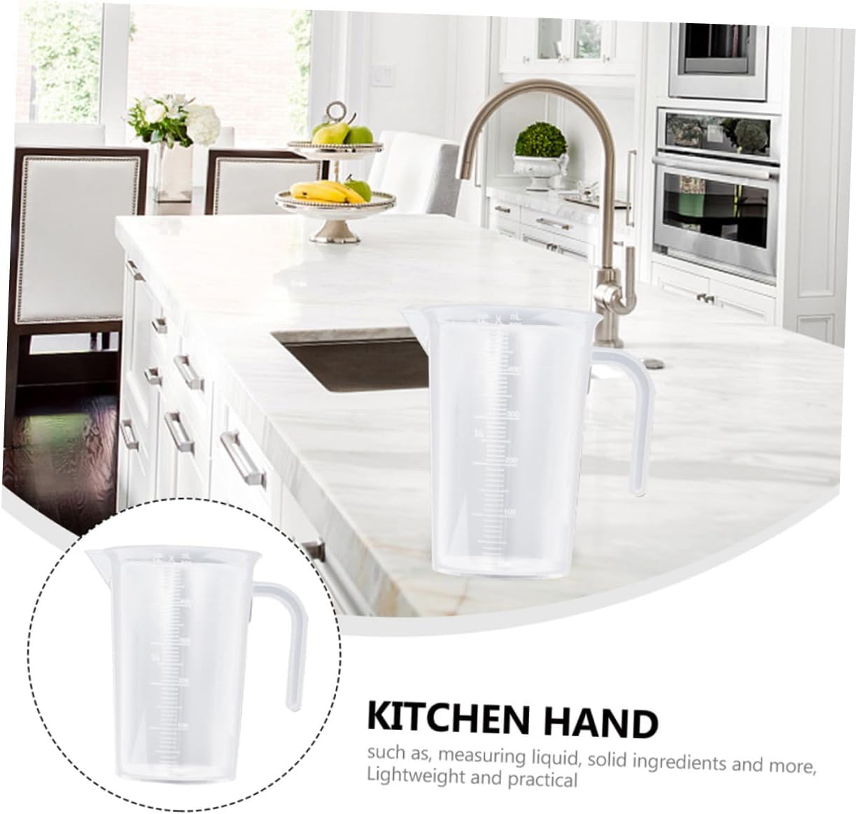 NUOBESTY 5pcs Plastic Measuring Cups Set 500ml Each, High Temperature Resistant Pp Kitchen Baking Liquid and Flour Measuring Jugs with Graduations for Home Cooking