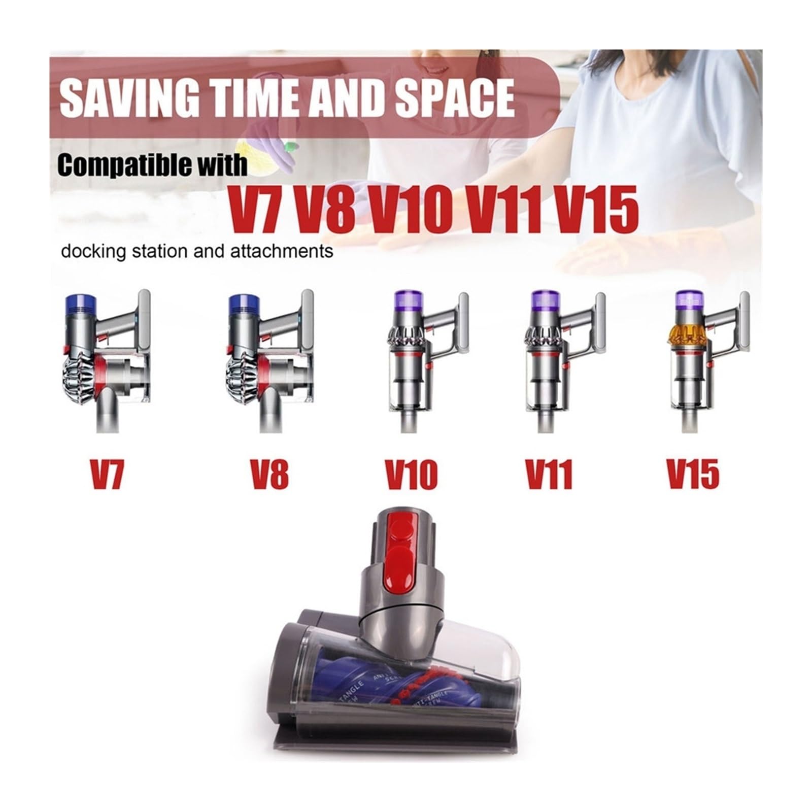 Mini Testina Motorizzata, Compatibile con Dyson V7, V8, V10, V11, V15