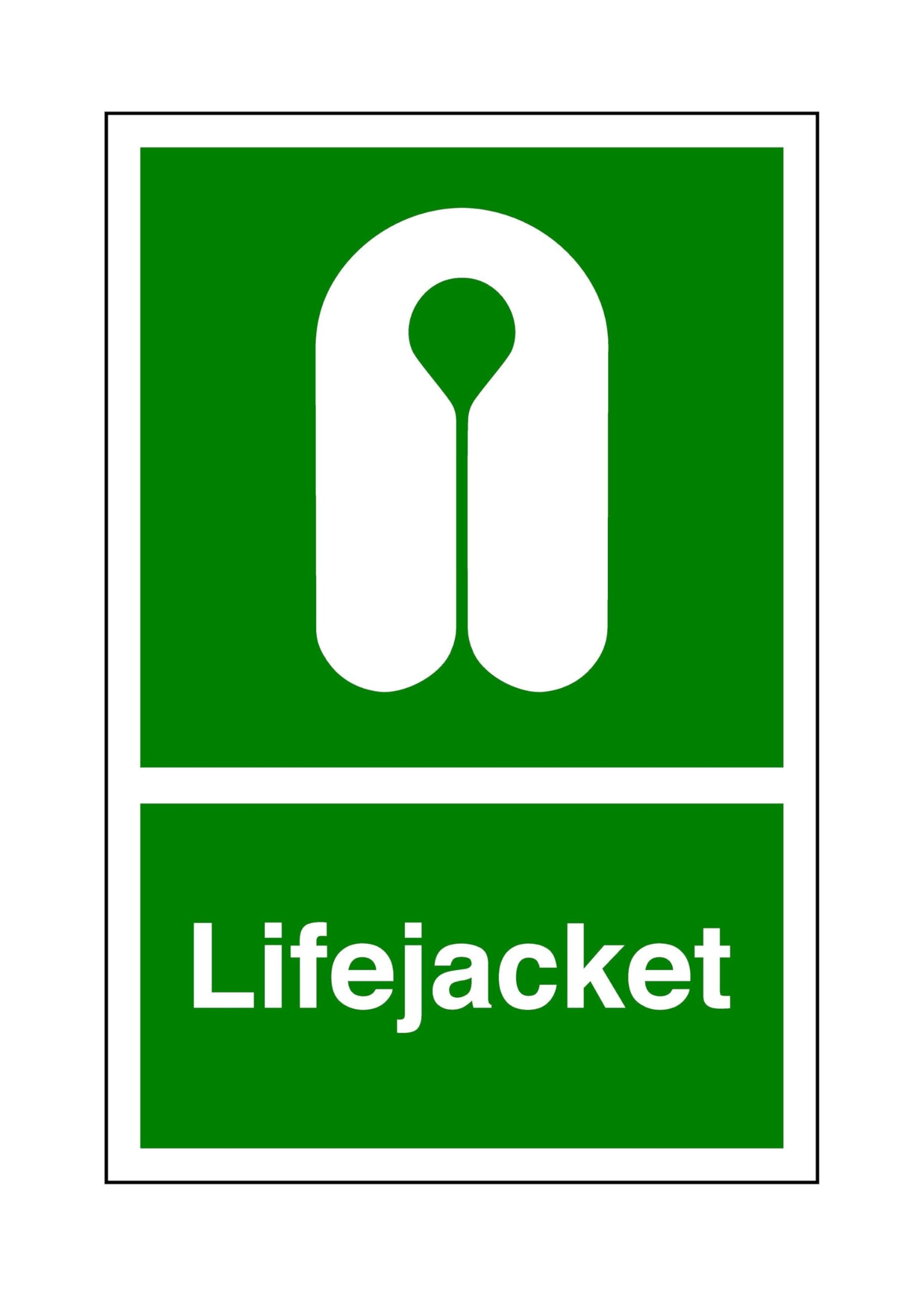 Safety First Display Ltd Green/White Lifejacket - Safety Sign, Ppe Clothing, Ppe, Boat Safety - 1.2Mm Rigid Plastic For Indoor/Outdoor Usage (200Mm X 150Mm) Viewing Distance Within 5M.