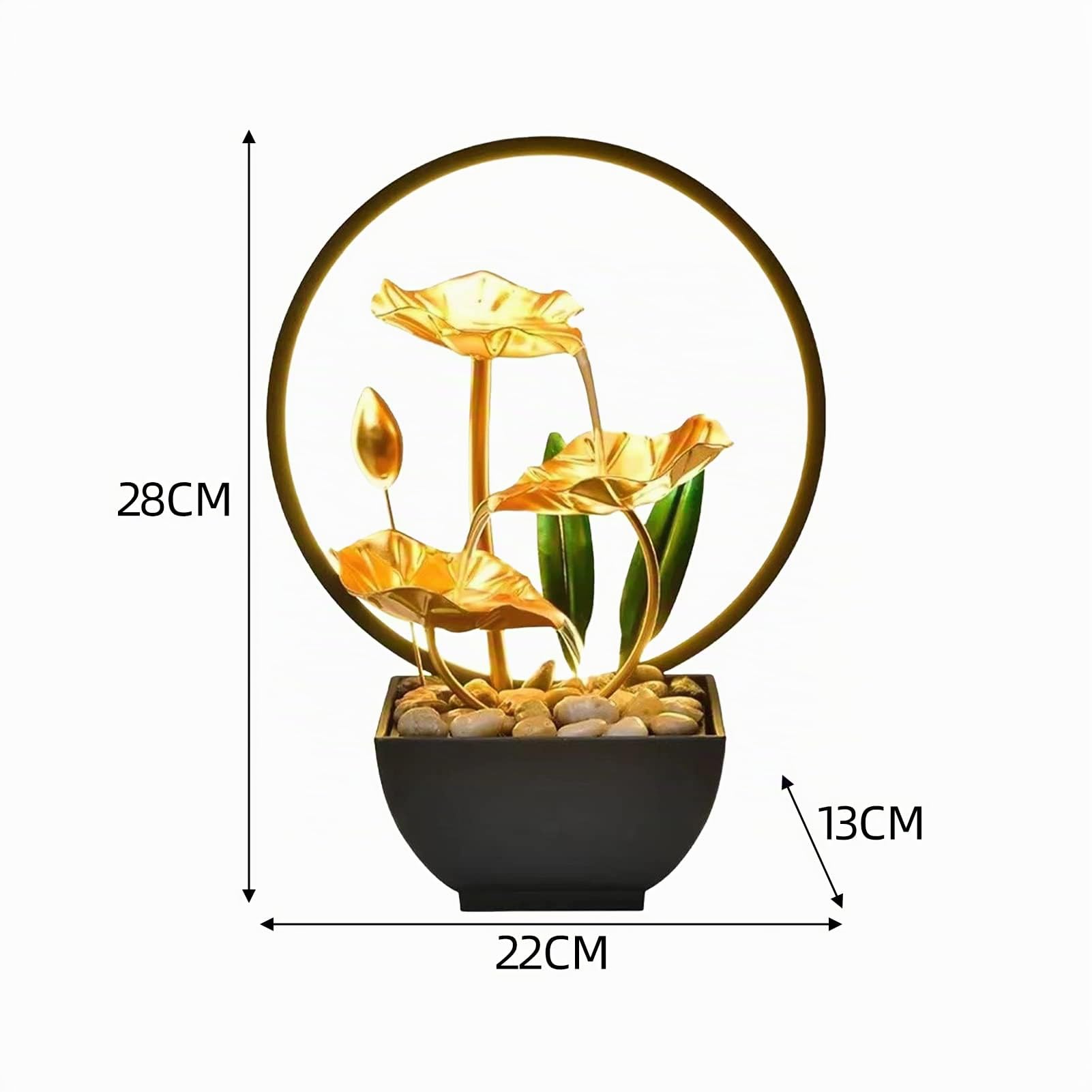 Fontana LED, fontana da tavolo con illuminazione a cascata, decorazione Zen silenziosa per meditazione, casa, ufficio, giardino, soggiorno