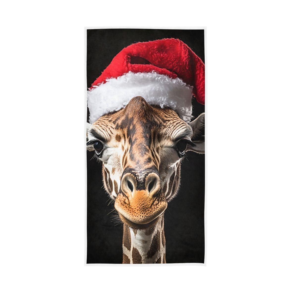LSRCPD Giraffe Wearing Christmas Hat Hand Towels Soft Washcloths Soft Towels 15 x 30 Inch