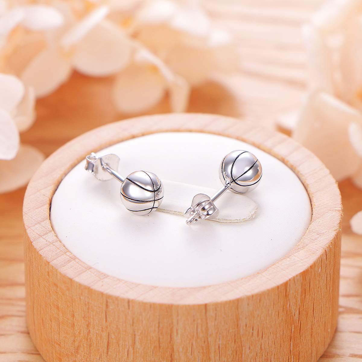 S925 Sterling Silver Basketball Baseball Football Rugby Softball Volleyball Ball Stud Earrings for Women Men