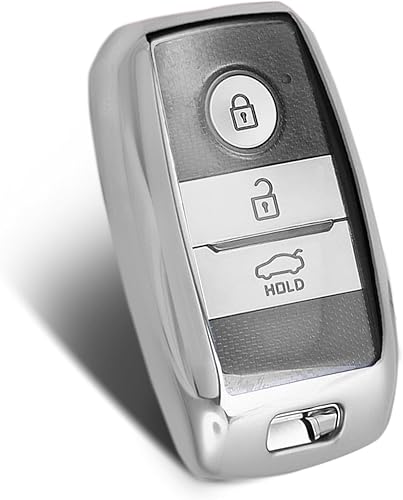 Funda de TPU suave para llavero compatible con Kia Forte Koup Optima Rio Sedona Sorento Soul EV Sportage NIRO Forte (plateado)