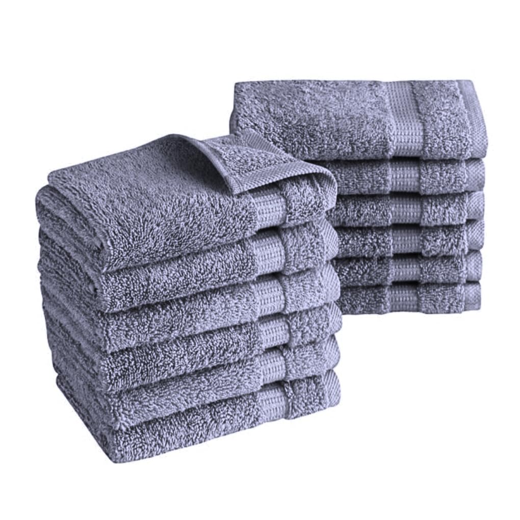 Paquete de 6, 12, 24, 36, 48, 72, 96 toallas faciales, 100% algodón egipcio, franela suave, para el gimnasio, desmaquillante, toalla para los dedos (12, gris carbón)
