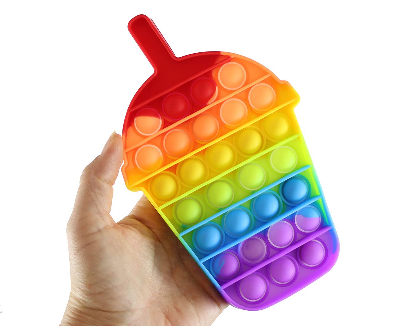 Rainbow Frappe Iced Coffee Dessert Ice Cream Frozen Bubble Pop Fidget Toy - Silicone Push Poke Bubble Wrap Fidget Toy - Pop the Bubbles Down Then Flip it over and Do it Again - Sensory Stress Toy
