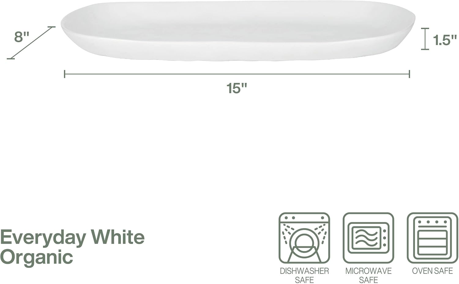 Everyday White by Fitz and Floyd Organic Serve Platter, 15-inch