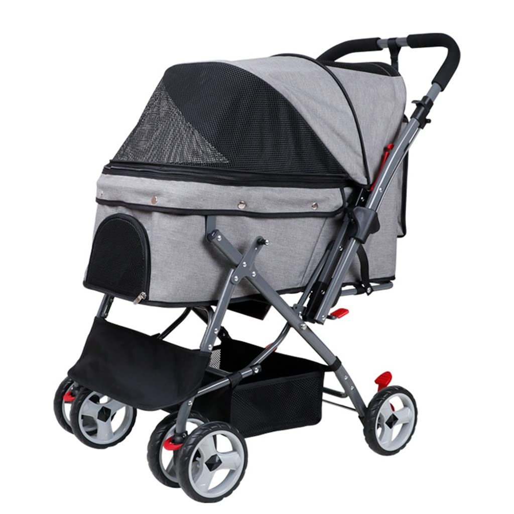Cochecito para perros para perros pequeños y medianos, carrito para mascotas, carrito para perros y gatos, carrito de viaje con bolsa de bolsillo, carrito para mascotas, cochecitos para perros (azul