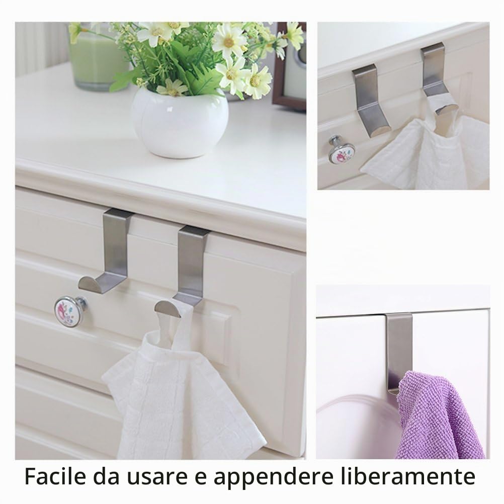 FOCCTS 6 ganci metallo acciaio inox a forma di Z per chiavi sciarpa borsa
