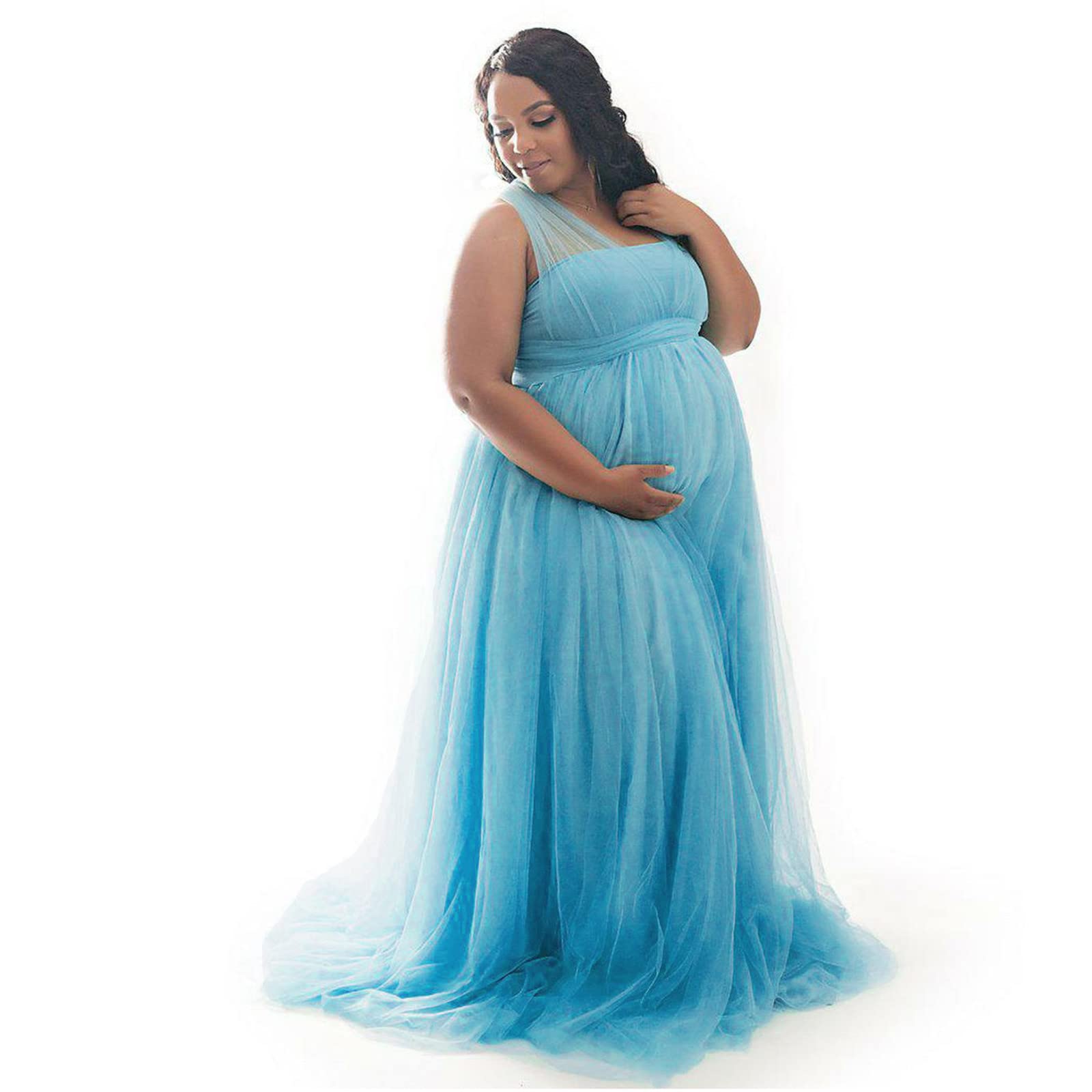 Umstandskleider Festlich,Schwanger Kleidung Damen Stillkleid Festlich Hochzeit Geburtshemd Umstandsrock Nachthemd Damen Sommer Baumwolle für Schwangere und Stillzeit（Blau,XL）
