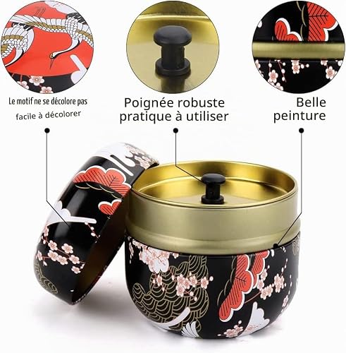 LIONVISON Boîte à Poudre avec Houppette Récipient Cosmétique Noir – vue 3