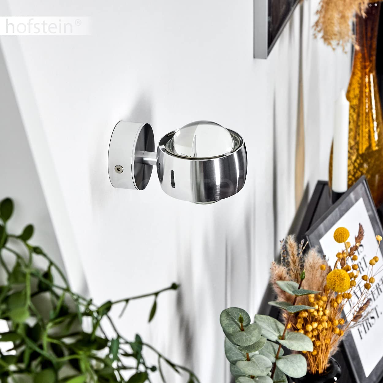 Lampara De Cocina Hofstein Aplique De Pared Sapri, Moderna Lámpara De Pared De Metal En Negro Y Cristal Transparente, Lámpara De Interior De 1 Luz Con Efecto De Luz Ascendente Y Descendente
