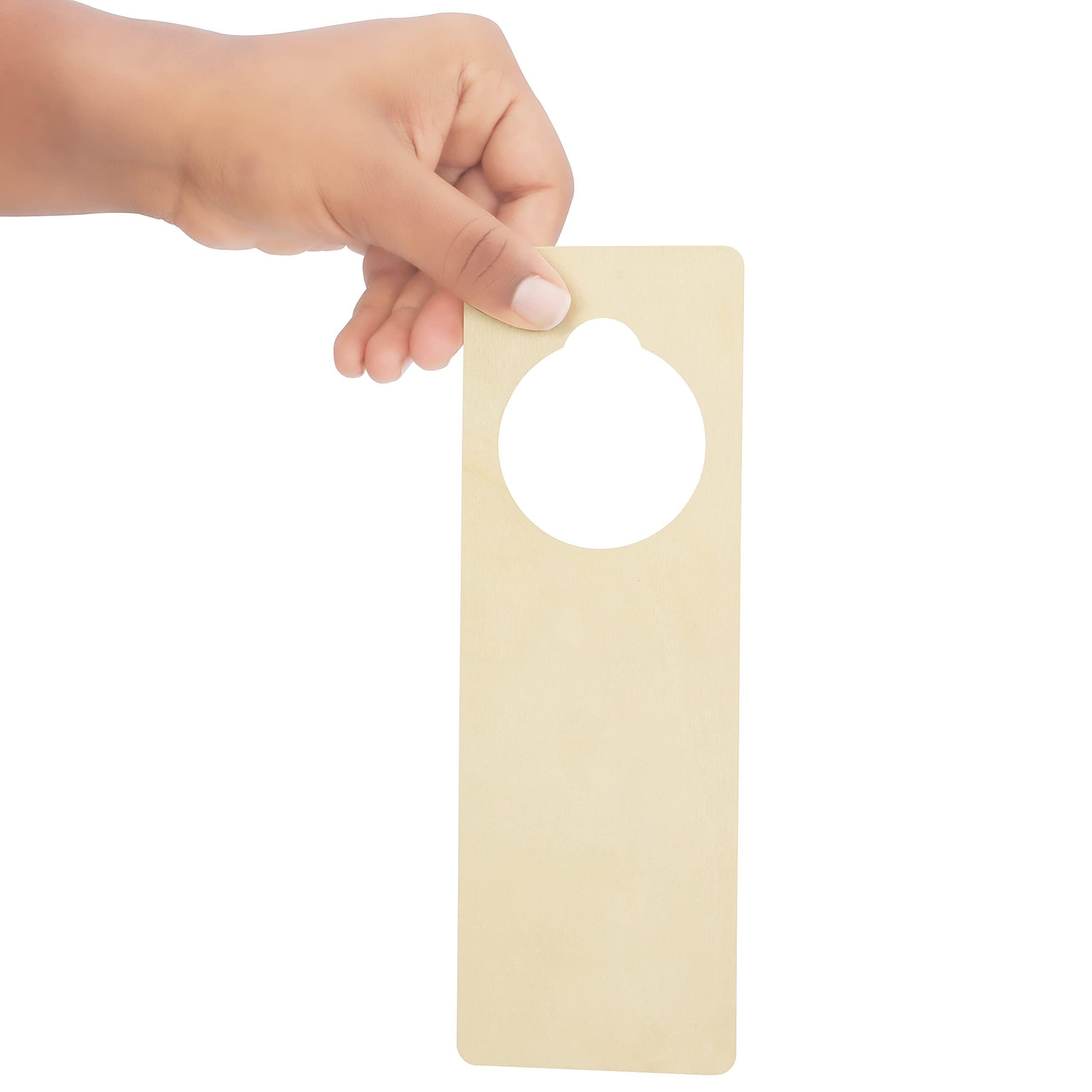 6 Cartelli In Legno Per Maniglia Porta - Decorazione Scudo Fai Da Te - Lavagnette Per Messaggi - 3