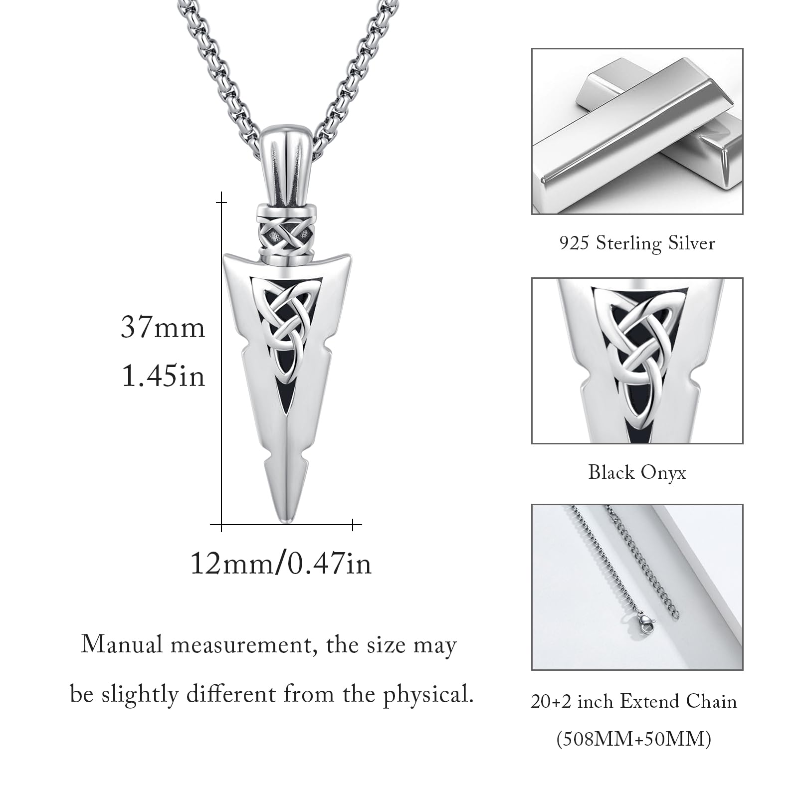 REDSUN - Collana con ciondolo a forma di freccia vichinga, martello di Thor, in argento sterling 925, con ciondolo a forma di croce, ciondolo celtico, amuleto, per uomo, figlio, ragazzo, donna, uomo e