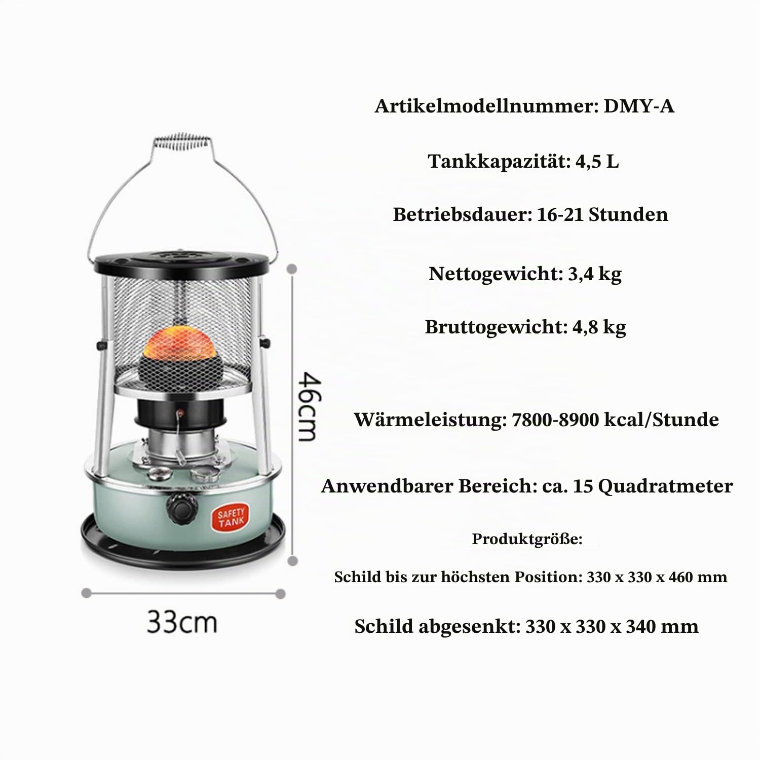 Großes Petroleumofen Für Innenräume, Mobile Heizung Ohne Strom, Tragbarer Ofen, 360° Surround-Heizung, Heizer Für Camping